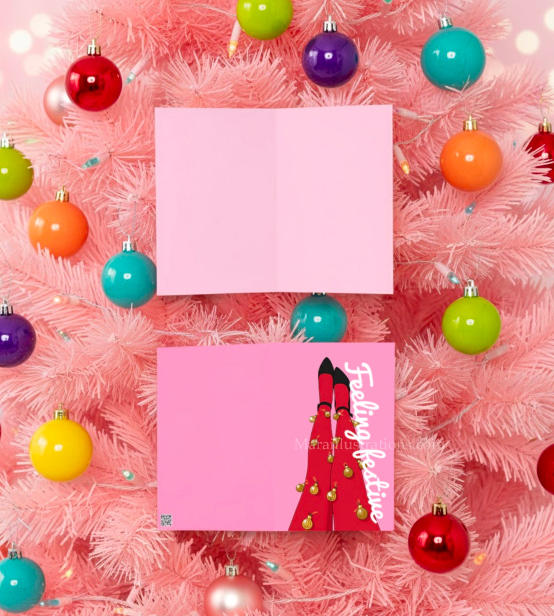 “Feeling Festive’’ Greeting card by Maraillustrations