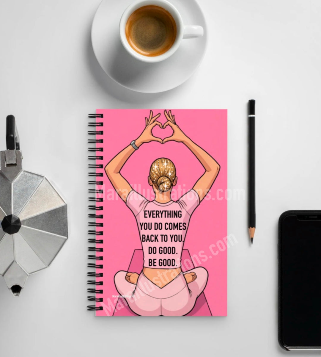 “Be good”Spiral notebook by Maraillustrations