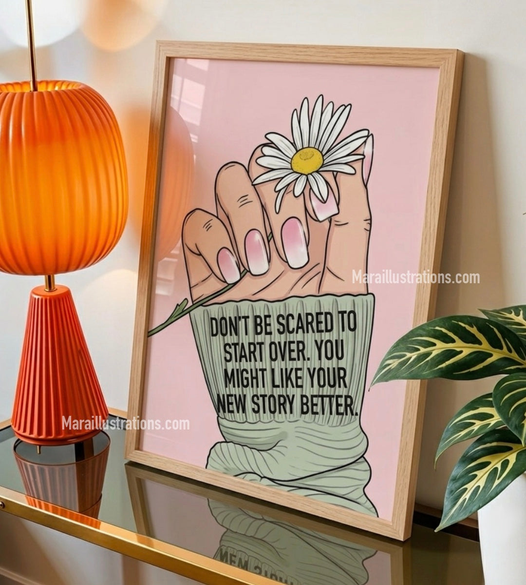 “Don’t be scared”Framed poster by Maraillustrations