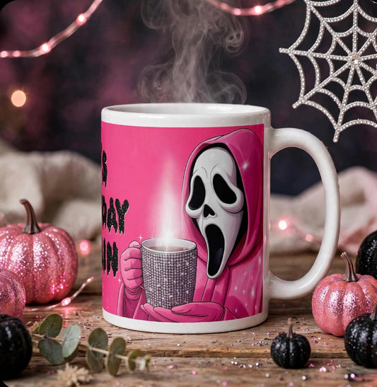 “It’s monday again”White glossy Mug by Maraillustrations