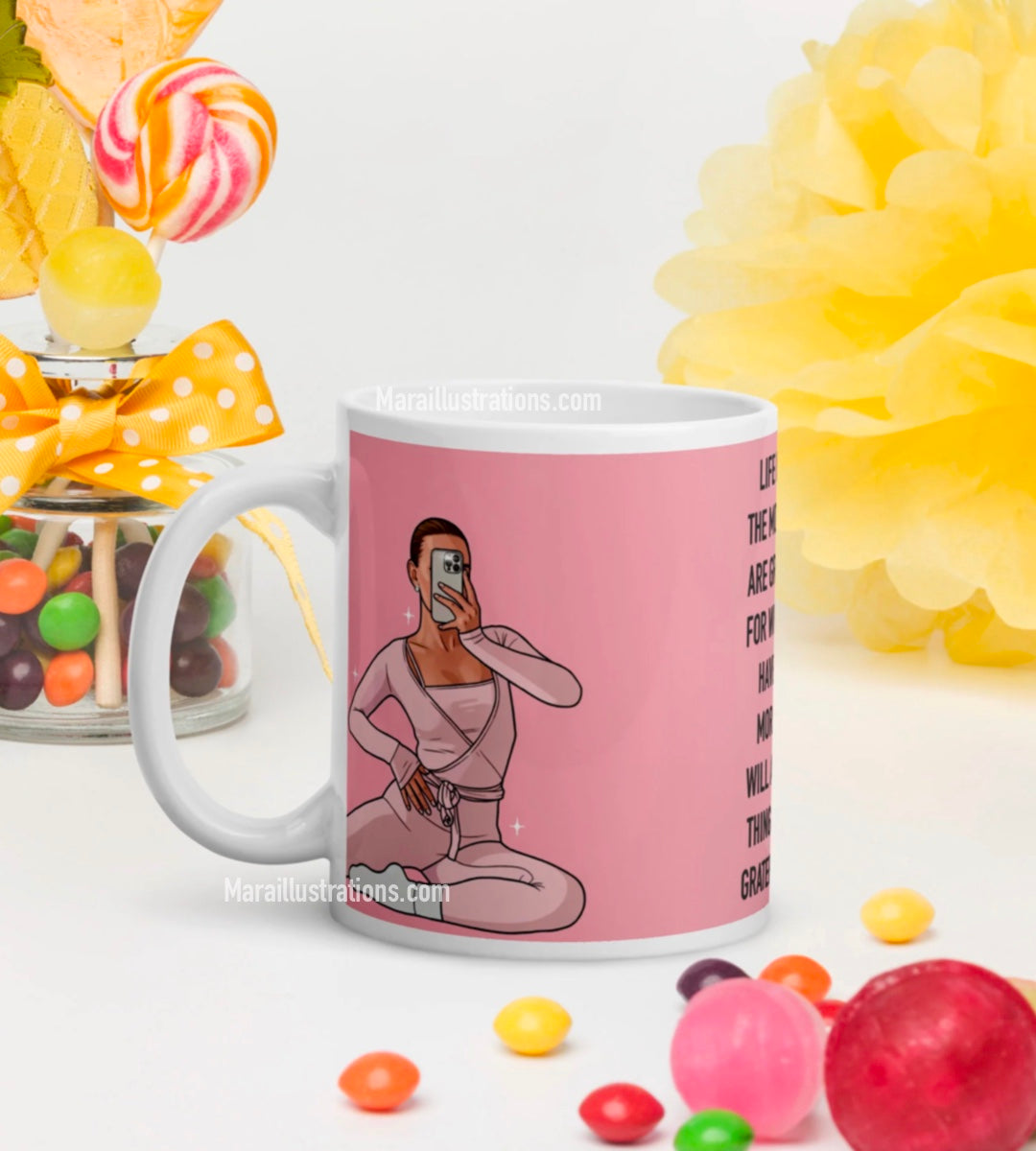 “Life hack”White glossy Mug by Maraillustrations