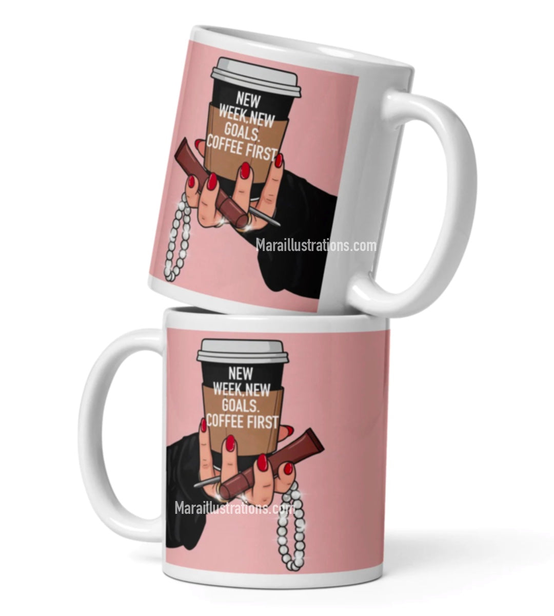 “New week” White glossy mug by Maraillustrations