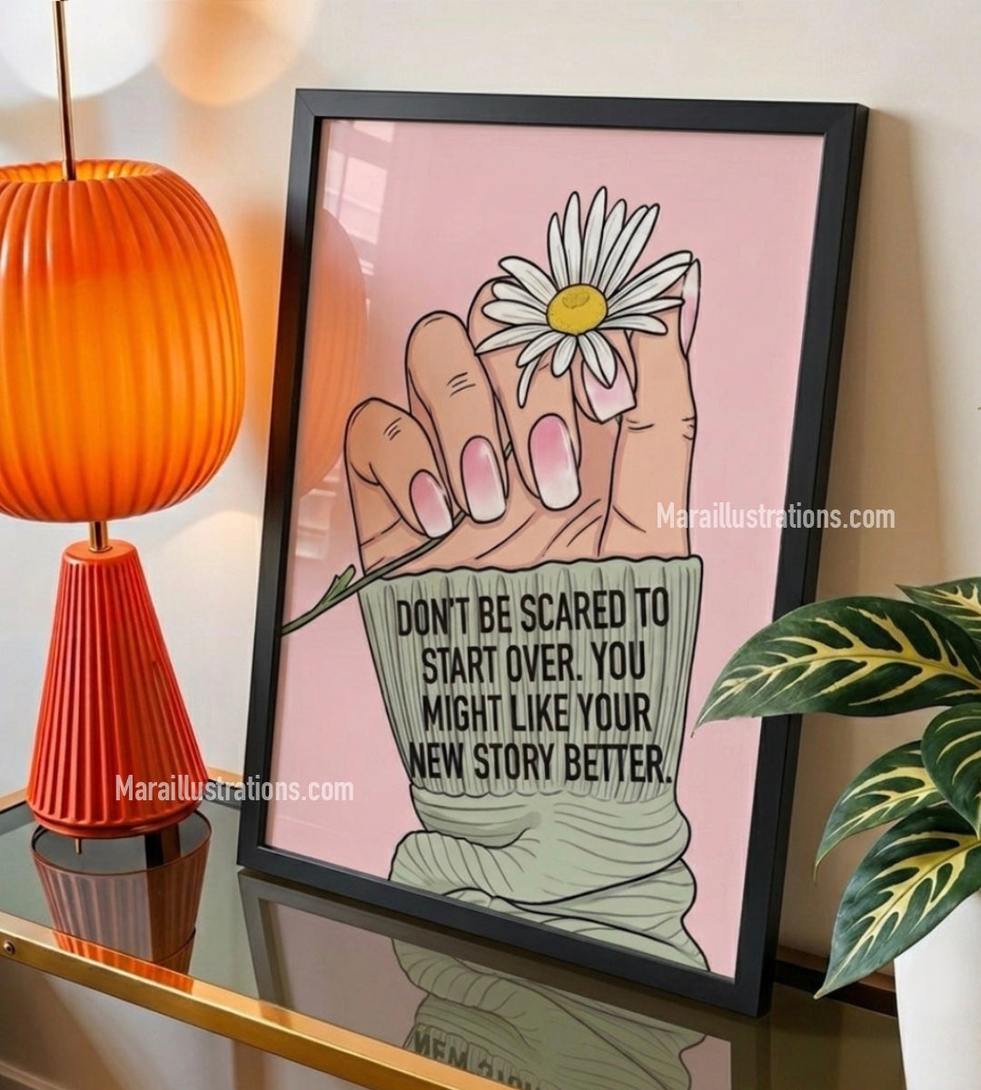 “Don’t be scared”Framed poster by Maraillustrations