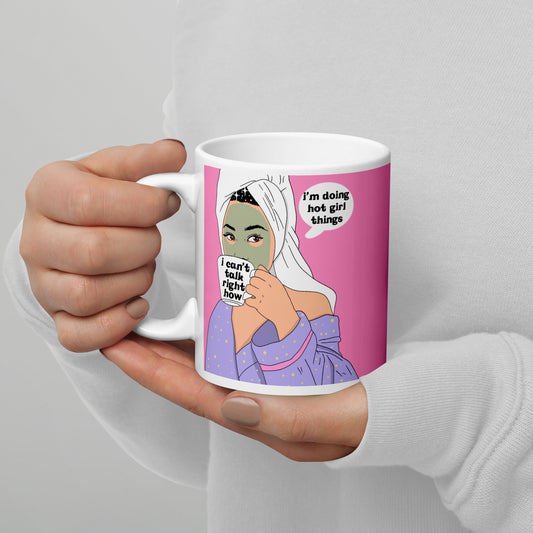 "Hot girl things" White glossy mug by Maraillustrations