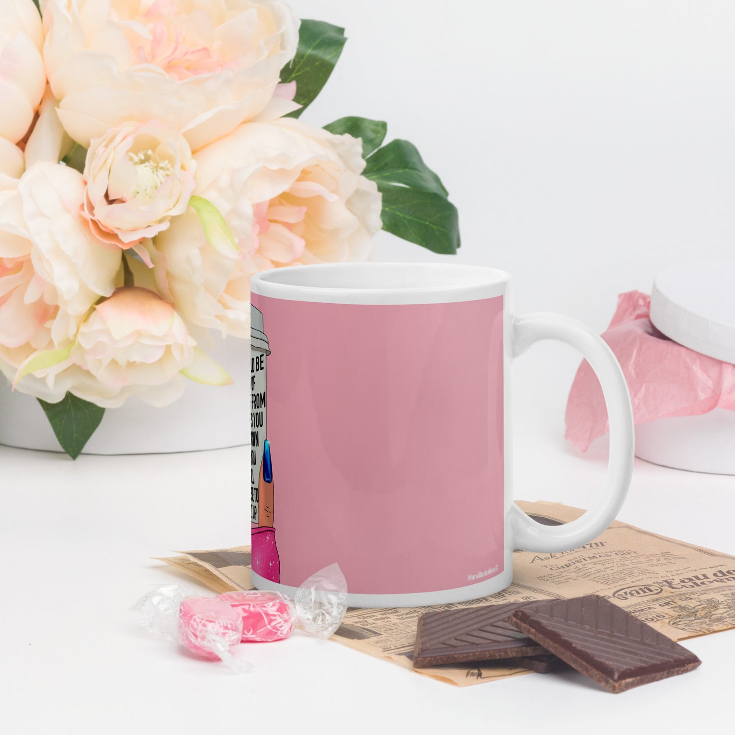 "Proud" White glossy mug by Maraillustrations